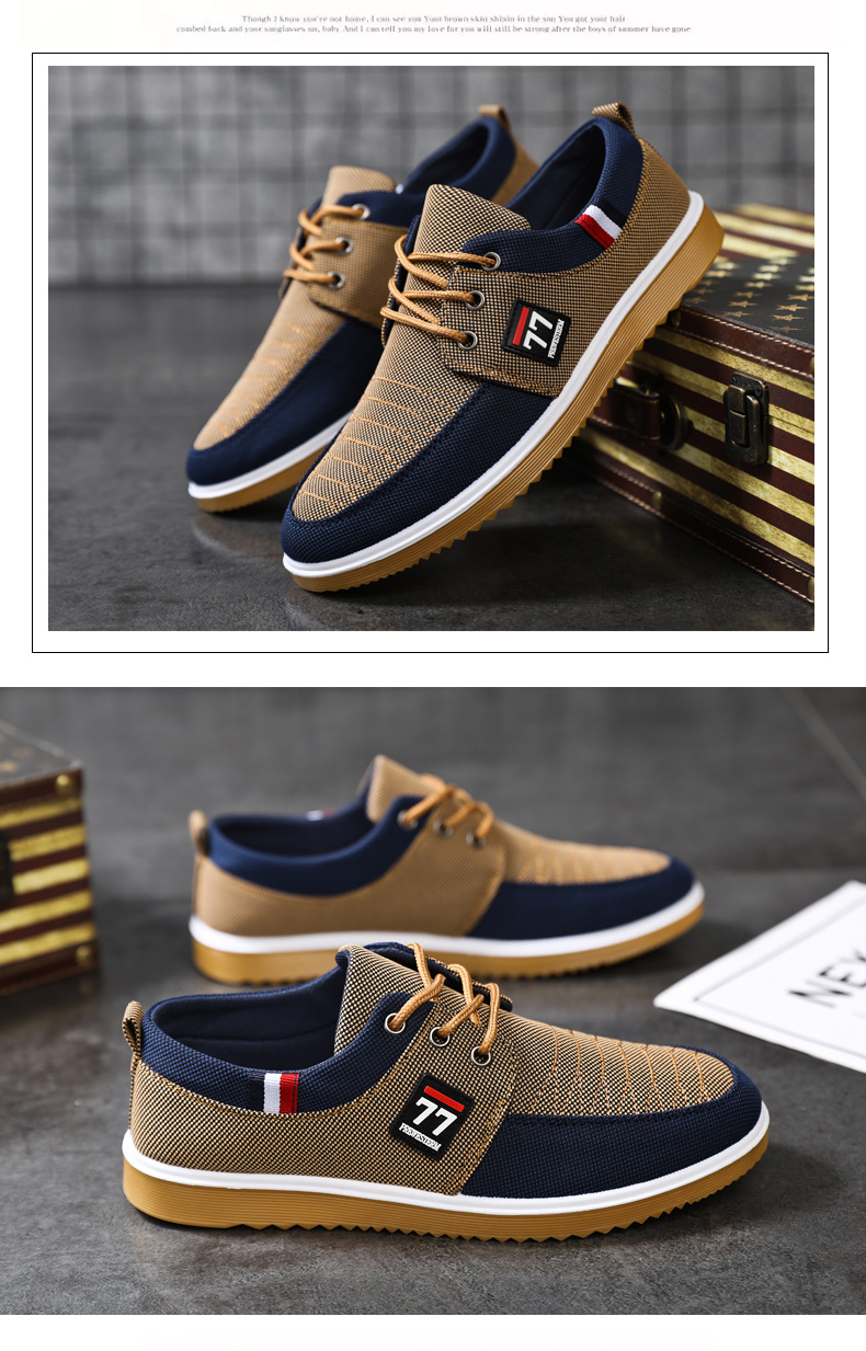 2023 new men's breathable canvas laces men's work casual shoes