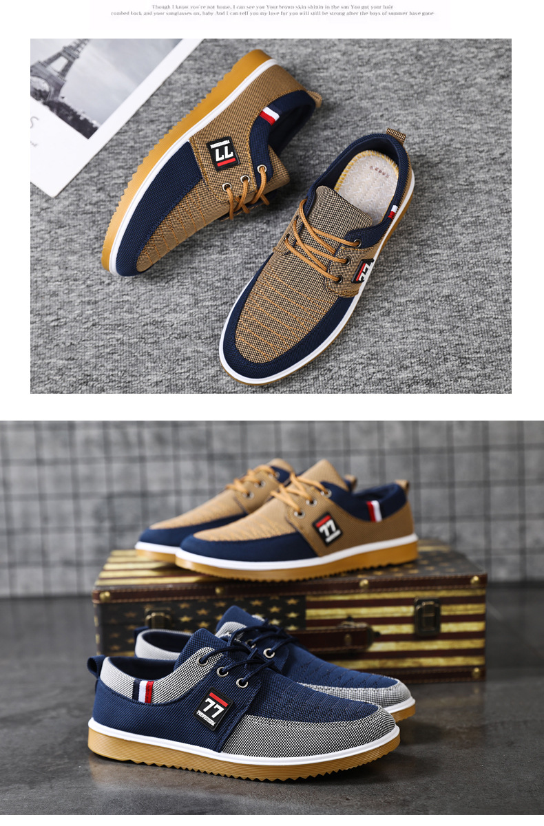 2023 new men's breathable canvas laces men's work casual shoes