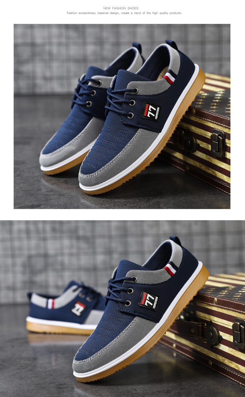 2023 new men's breathable canvas laces men's work casual shoes