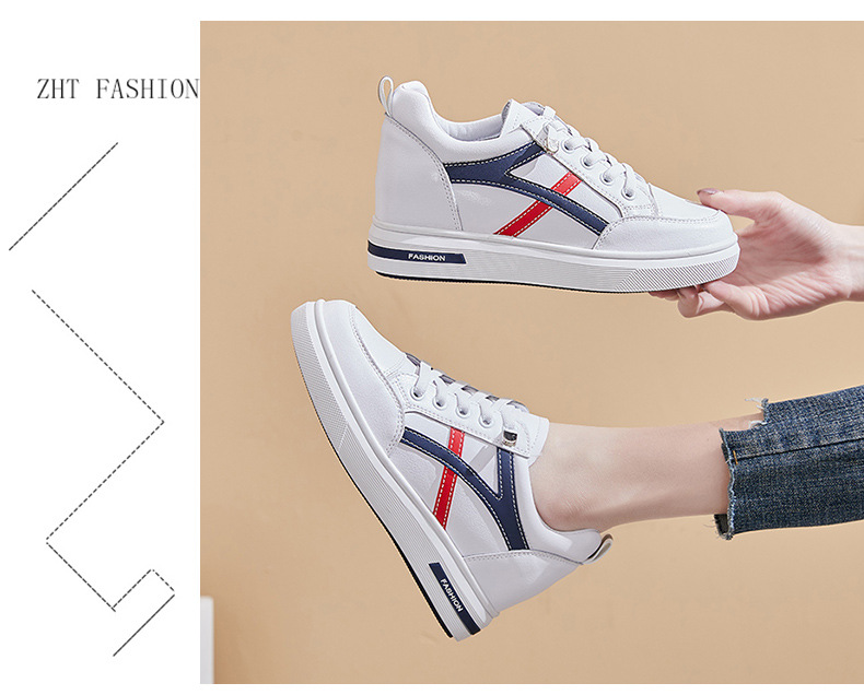 Spring 2023 new leather small white shoes female, Korean version of the increase in casual tie-color collage female students shoes