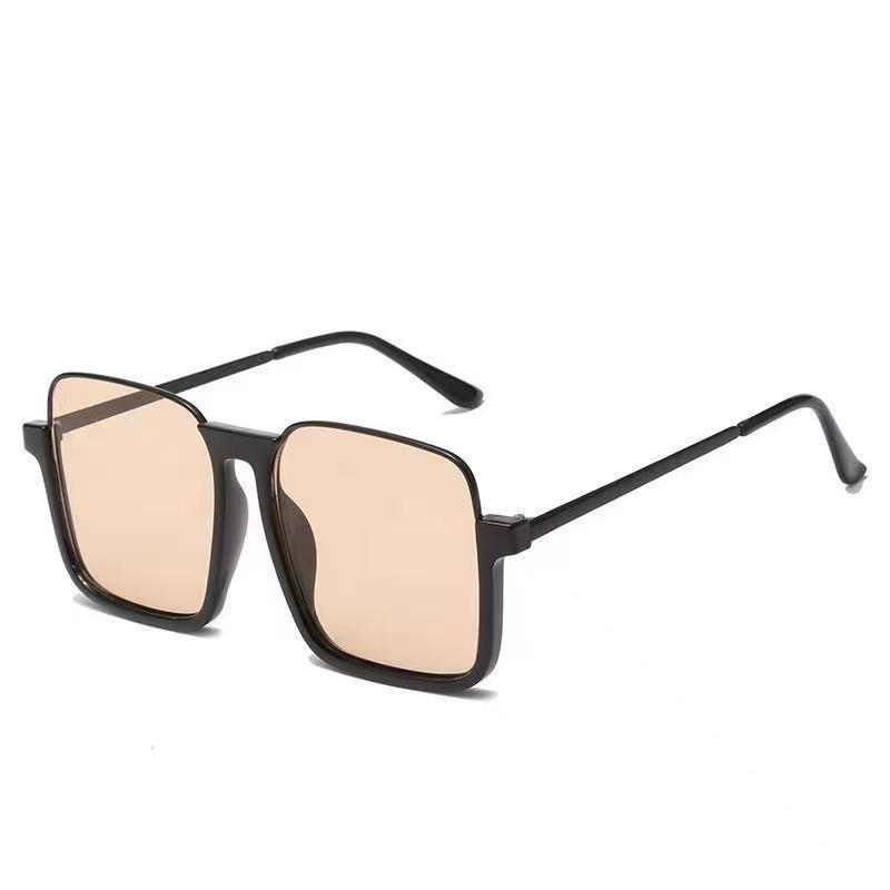 Korean version of the large frame fashion light brown sunglasses net red street shot most of the frame thin with sunglasses