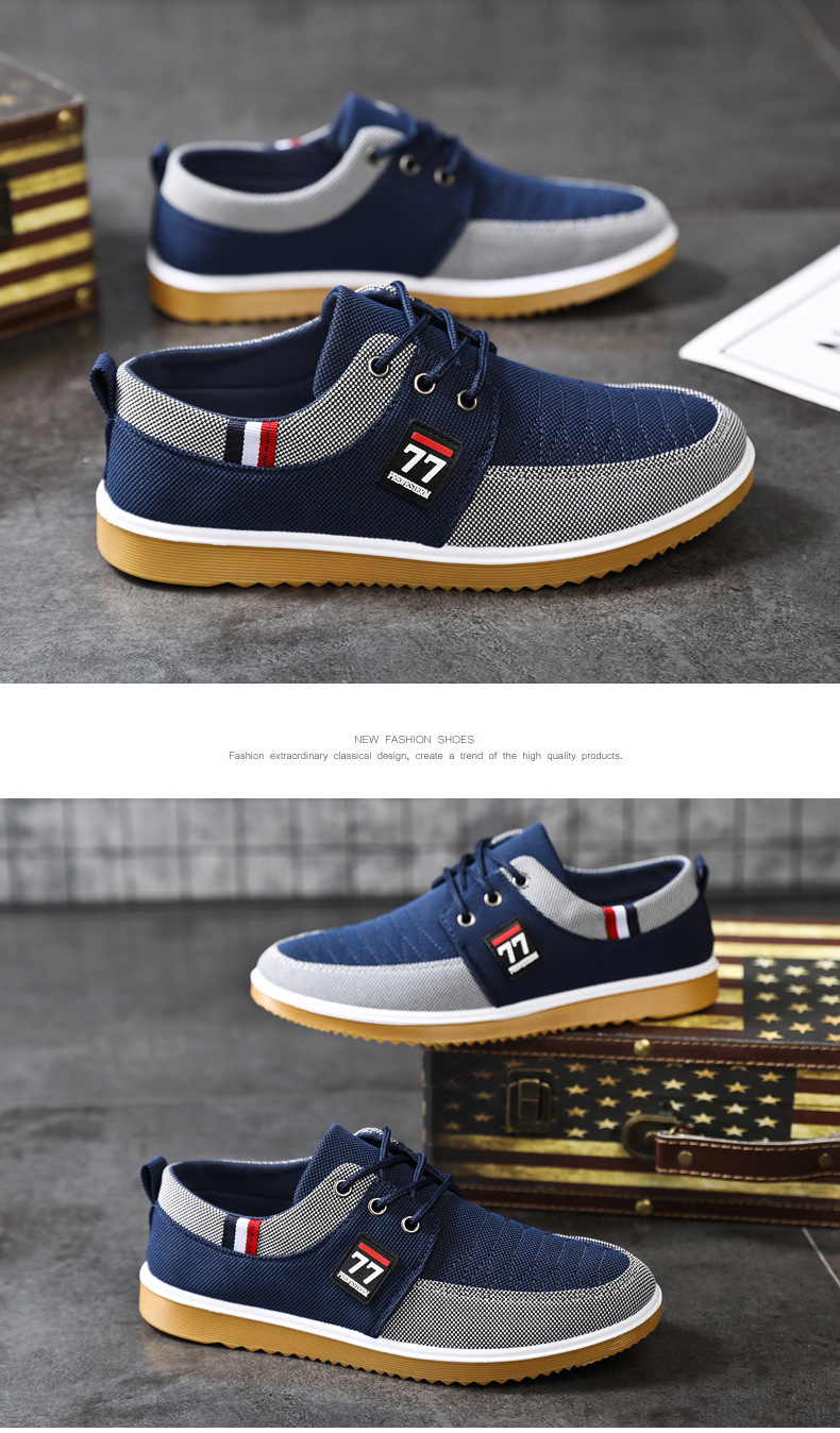 2023 new men's breathable canvas laces men's work casual shoes