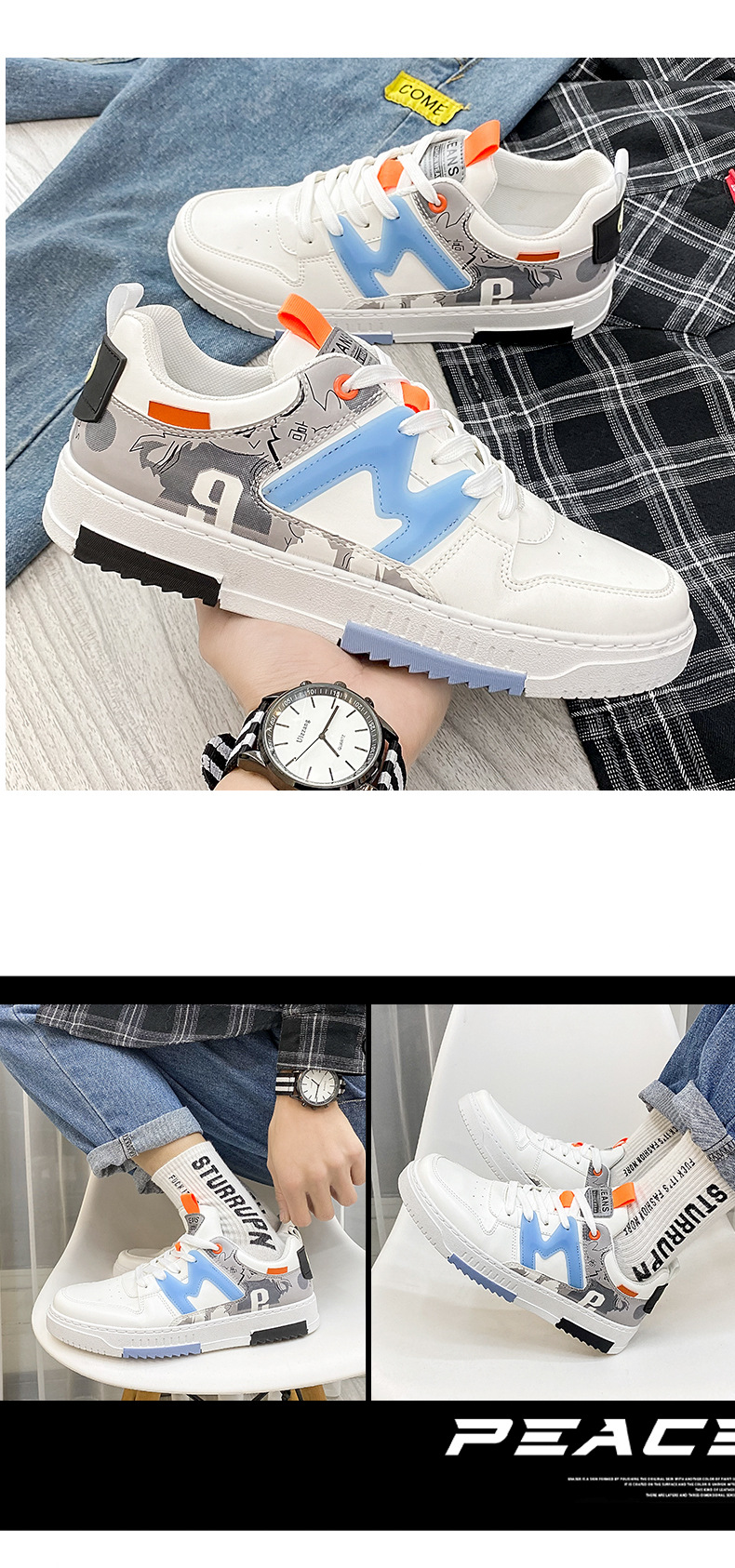 56/2000  Men's shoes 2023 new small white shoes trend with shoes men's sports casual shoes thick-soled climax shoes
