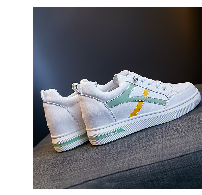 Spring 2023 new leather small white shoes female, Korean version of the increase in casual tie-color collage female students shoes