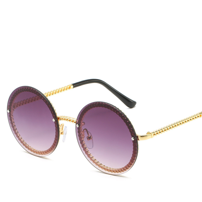 Round Sunglasses Women's Luxury Brand Rimless Sun glasses lu